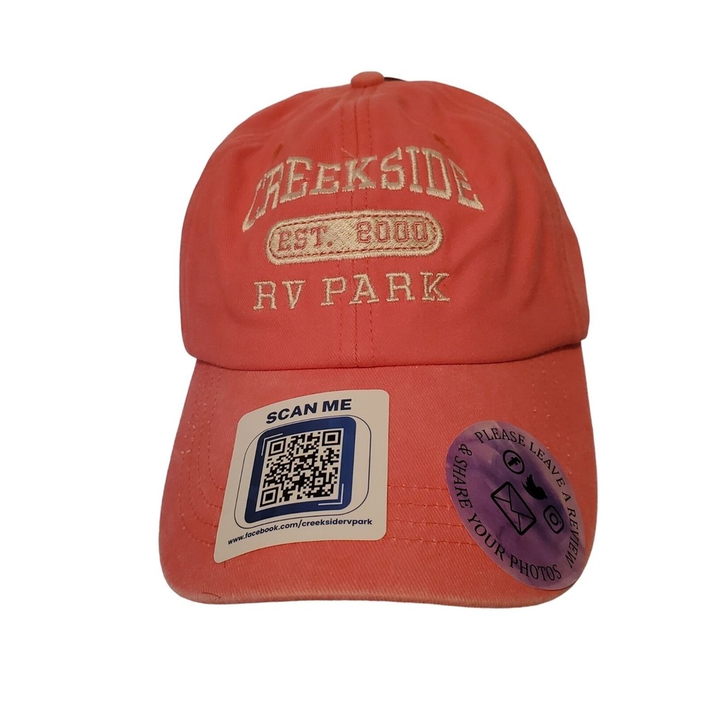 Creekside RV Park Adjustable Baseball Cap UV Protection Coral Pink Color